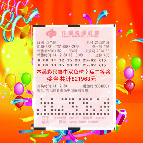 幸运蓝球助力山城彩民喜获双色球奖金82万